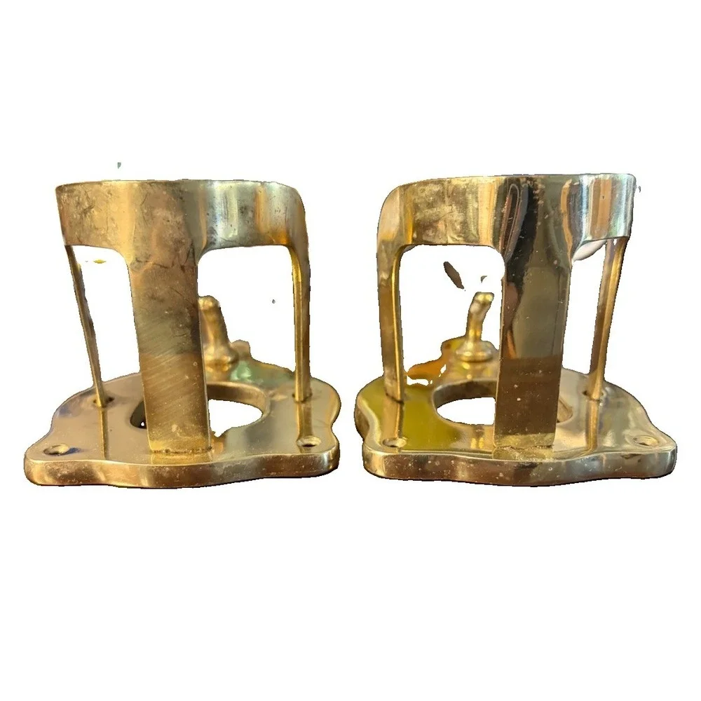 Vintage Solid Brass Horse Halter Holders Pair Tack Room Bridle Racks Barn Find